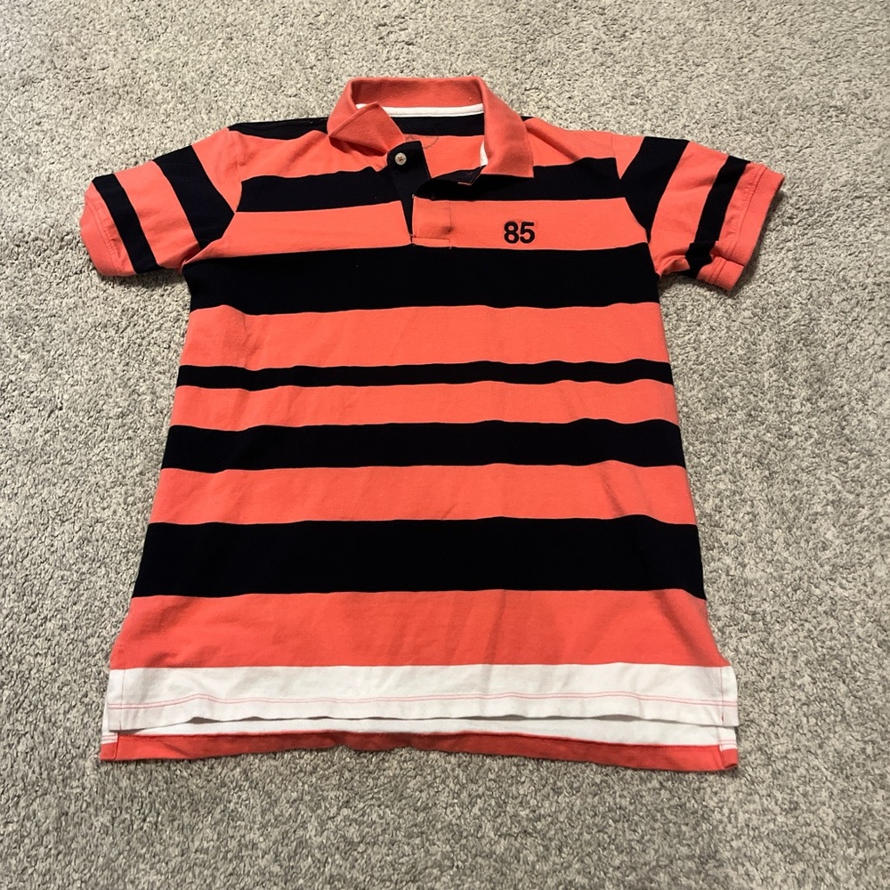 Striped Polo Shirt - Coral and Black